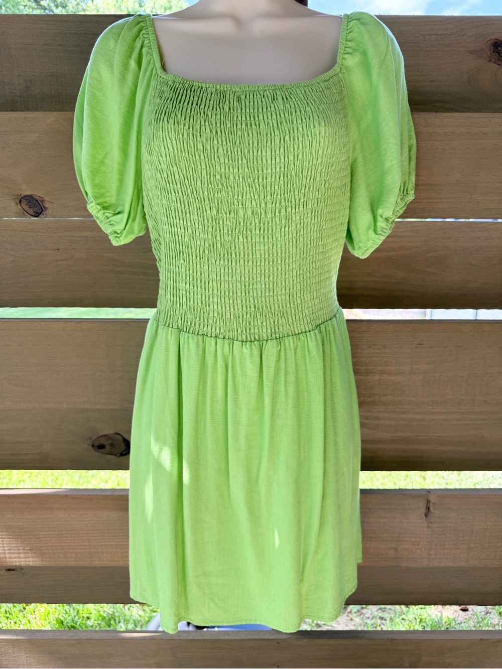 Lulu's Lime Green Smocked Puff Sleeve Mini Dress